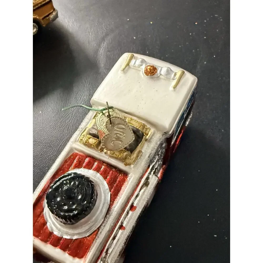 Old World Christmas Glass Ornaments School Bus Fire Truck Ambulance Double Bus